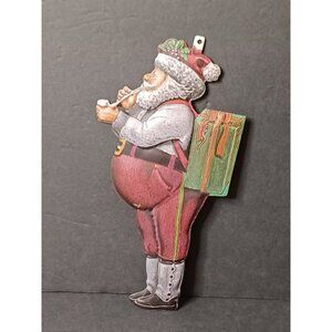 Vintage Dept Department 56 Tin Santa Ornament Wall Hanger Christmas Hong Kong